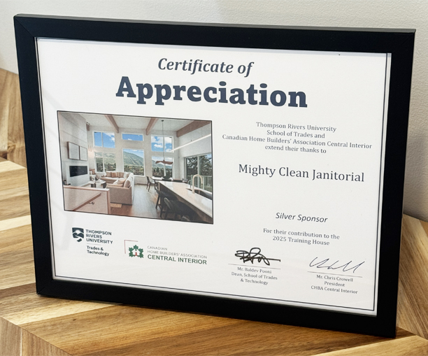 CHBA Certificate of Appreciation